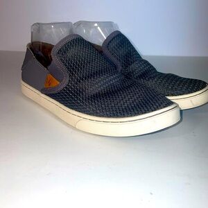 OluKai Women's Pehuea Shoe Size 8.5 Slip On Loafer Flats Light Gray Convertible